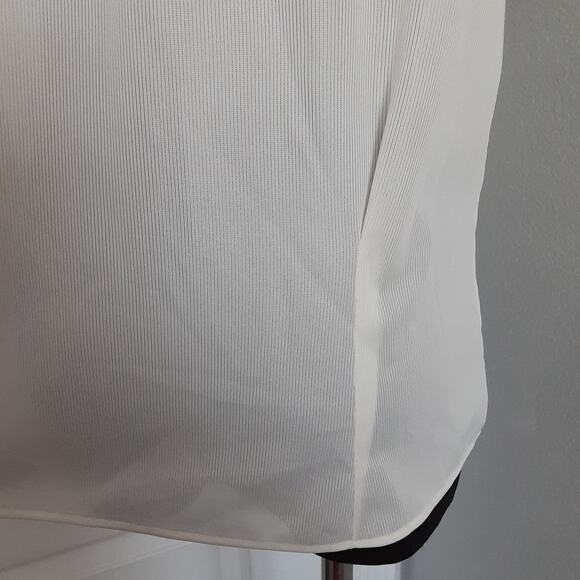 Vintage 1940s Pearl Button Front Volup Blouse Cream Short Sleeve Dacron Fabric - Picture 7 of 13